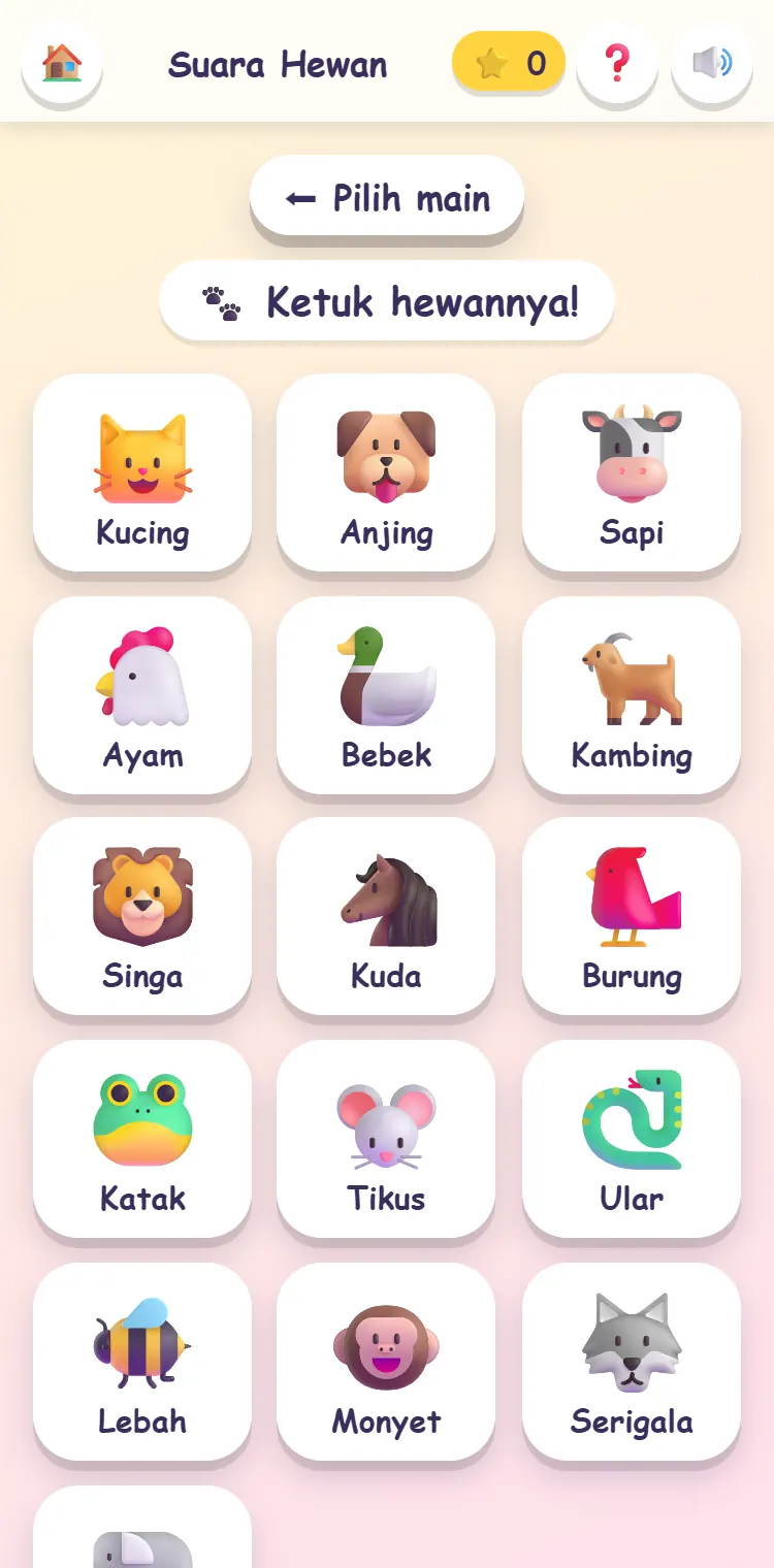 Game Suara Hewan: daftar hewan yang bisa diketuk